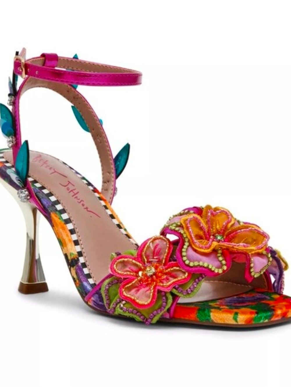 🌸▪️Betsey Johnson▪️ Annalee Multicolor Floral Appliqué High Heel Sandal